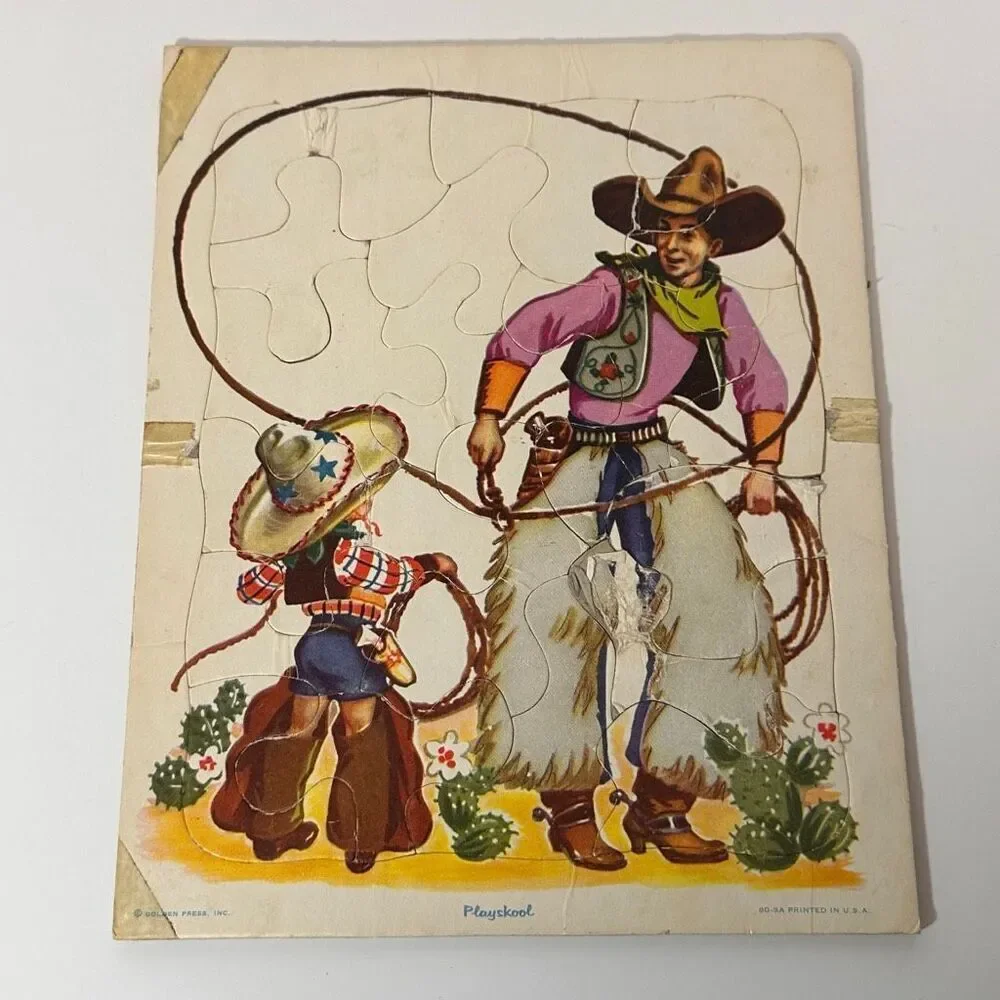 Vintage Wooden Picture Tray Puzzles Sifo Co Lot of 4 1954